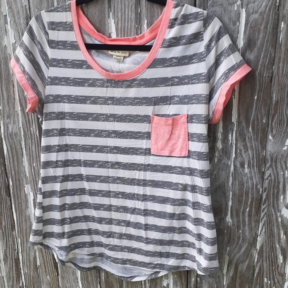 2 for $10 Striped, short sleeve, pocket tee - Picture 1 of 5